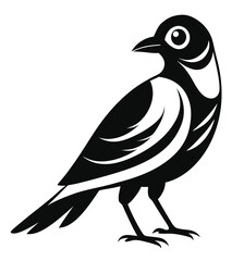 A cute black bird with wings line art icon sign silhouette vector illustration for photo overlays t-shirt print flyer poster design web banner.