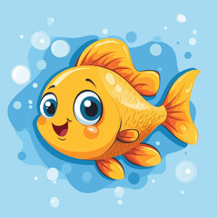 Cute fish cartoon vector illustration