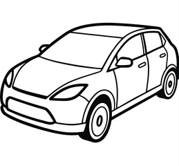 Easy-shape transportation private vehicle: a car used for carrying people. Line art, icon, vector, illustration, isolated, design, stock related to transportation. Editable Pro Vector.