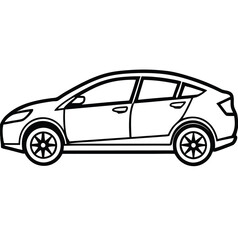 Easy-shape transportation private vehicle: a car used for carrying people. Line art, icon, vector, illustration, isolated, design, stock related to transportation. Editable Pro Vector.