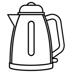 kitchen appliance electric kettle line art icon sign vector illustration 