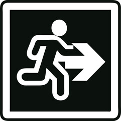 Emergency fire exit sign. running man icon to door. Exit emergency arrow sign vector image. Fire evacuation sign. warning sign plate logo stock images illustration.