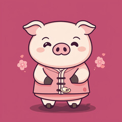 Fototapeta premium Cute pig cartoon vector illustration