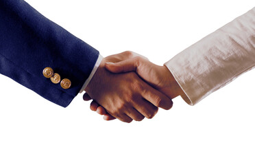 Hand shaking on white background