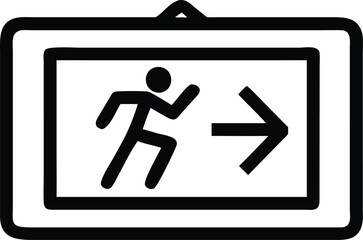 Emergency fire exit sign. running man icon to door. Exit emergency arrow sign vector image. Fire evacuation sign. warning sign plate logo stock images illustration.