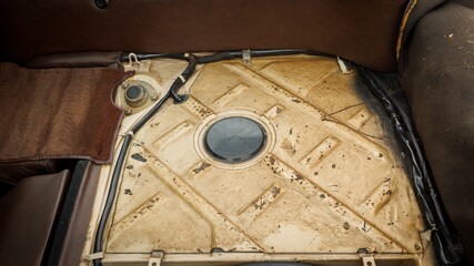 Exposed trunk floor in a car