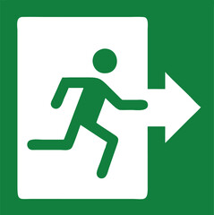 Emergency fire exit sign. running man icon to door. Exit emergency arrow sign vector image. Fire evacuation sign. warning sign plate logo stock images illustration.