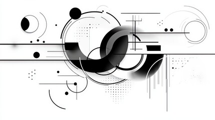Obraz premium Abstract Vector Illustration with Geometric Shapes and Lines in Black and White Design