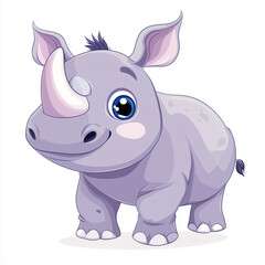 Naklejka premium Cute rhinoceros cartoon vector illustration 