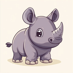 Naklejka premium Cute rhinoceros cartoon vector illustration 