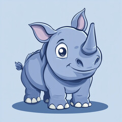 Obraz premium Cute rhinoceros cartoon vector illustration 
