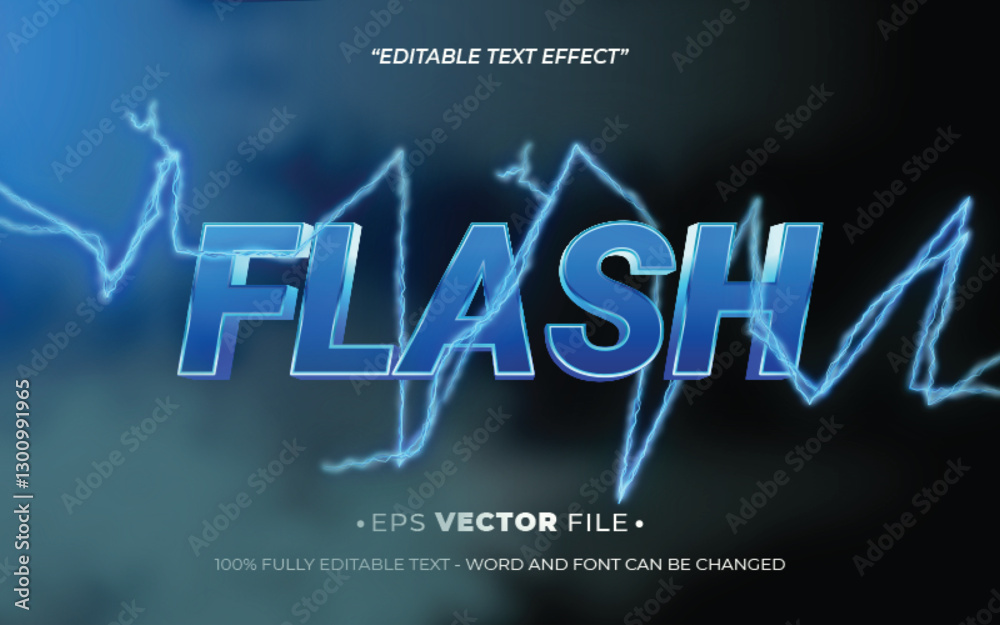 Poster Flash editable text effect vector template with 3d style