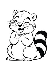 Cartoon Raccoon Line Drawing – Playful and Cheerful