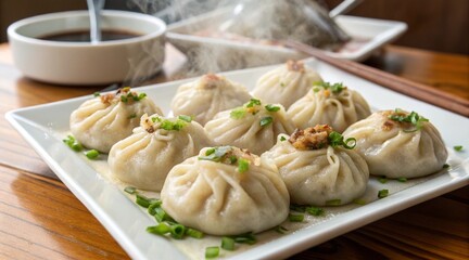 Chinese dumplings delicious gourmet restaurant dinner, homemade cuisine