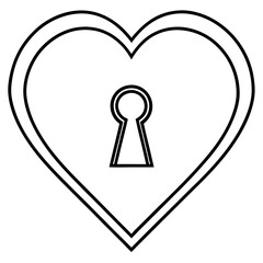 Heart-shaped keyhole  Line art Vector