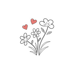 Abstract flowers and hearts valentine card