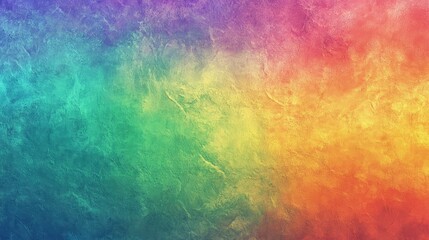 A rainbow gradient background with textured grain, giving it an artistic and colorful appearance. The colors include bright yellows, reds, greens, blues, and purple