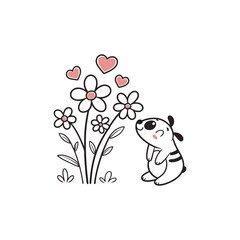 Abstract flowers and hearts valentine card