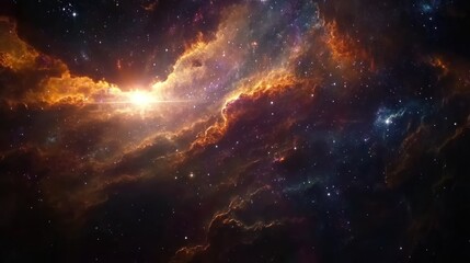 Fototapeta premium Vibrant Nebula Cloud with Starfield Bursting Into Life Space Scene