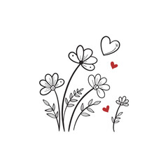 Abstract flowers and hearts valentine card