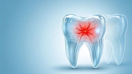 Transparent tooth pain x-ray, dental nerve inflammation, medical background, healthcare