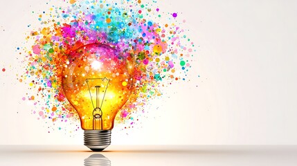 Illuminate your ideas creative light bulb concept studio digital art vibrant environment close-up viewpoint