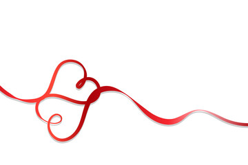 Elegant Red Ribbon Heart Design, Romantic Valentines Day Decor