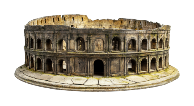 Ancient Roman architecture showcases the grandeur of the Colosseum model for educational purposes and cultural appreciation, cut out