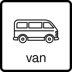 New Transportation Coloring Flash Cards - van