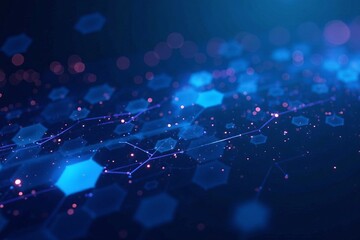 Obraz premium Geometric abstract background with blue hexagons and glowing lines, background, design