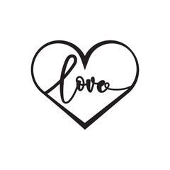 Elegant Heart Shape with Cursive Love Typography Design
