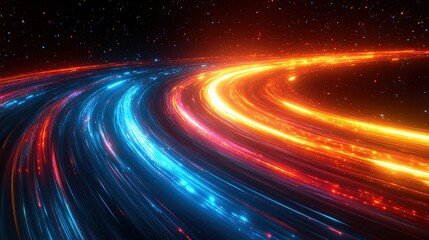 Fototapeta premium Glowing Trails Curve Through Cosmic Night