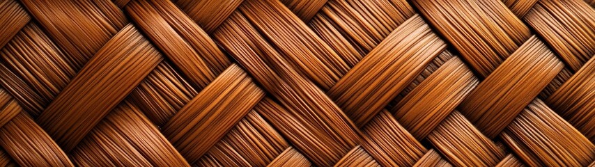 Intricate Brown Wicker Texture Diagonal Pattern Close Up