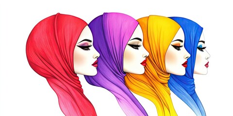 Naklejka premium muslim fashionista in modern clothing with a vibrant style