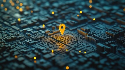 Close-up map yellow pin center appears to be location icon