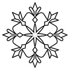 Heart-shaped snowflake line art vector