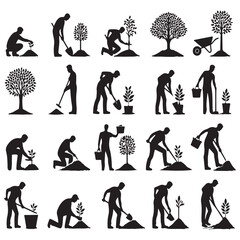 Obraz premium set of silhouettes of trees with man and women design on a white background