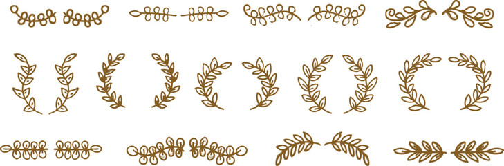 Collection of Emblem Crest logo elements. Heraldic logo, vintage laurel wreath hand drawn in vector	
