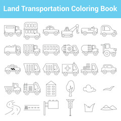 Land Transportation Coloring Book. Easy To Edit. EPS 10