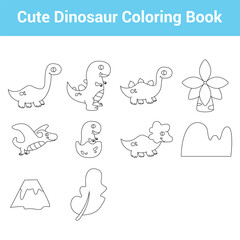 Cute Dinosaur Coloring Book. Easy To Edit. EPS 10 © AkbarFikri