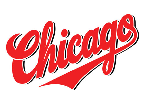 Hand drawn vector text "Chicago" on white background