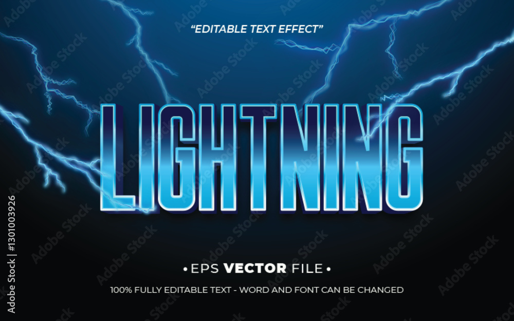 Poster lightning editable text effect vector template with 3d style