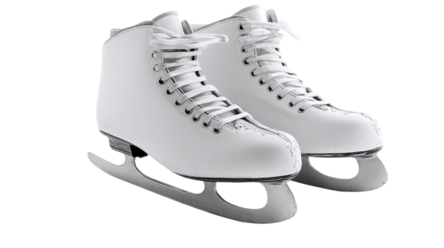 Sharp ice skate blades on a transparent background: a beautiful and realistic skates png image for winter projects.