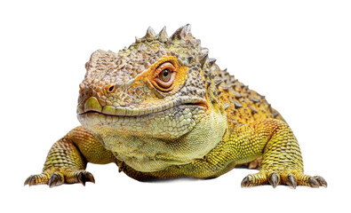 Obraz premium Detailed view of a lizard showcasing its vibrant colors and unique texture, perfect for educational purposes or wildlife enthusiasts, cut out