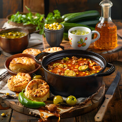 Exquisite Southern Cuisine: Gumbo, Fried Green Tomatoes, Biscuits and Sweet Iced Tea
