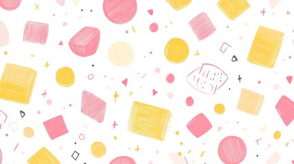 Pink seamless vector pattern with several shapes for a decorative love-filled design