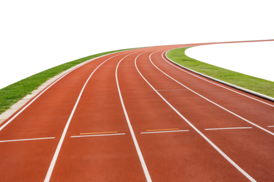 Running track with lanes isolated with transparent background