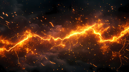 Lightning Strikes in Dark Sky with Sparks