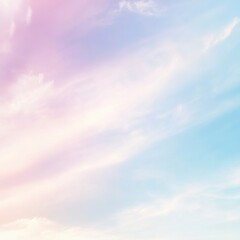 Fototapeta premium Pastel Sky with Delicate Clouds Soft Pink, Blue, and Purple Hues