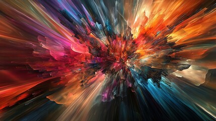 Dynamic explosion of colorful paint in various hues including red, yellow, and white. Abstract design capturing motion and creativity in an energetic display. Generative by AI